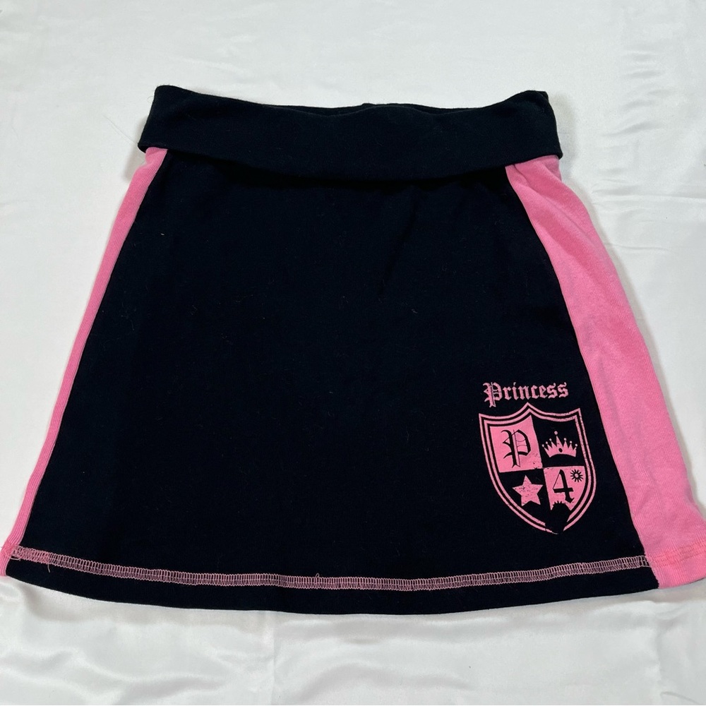 VTG 00’s Y2K Xhilaration Teen Pink Black Straight Mini Skirt Size L‎ New